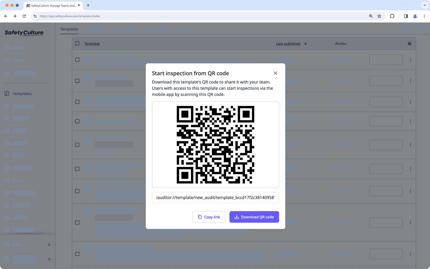 Download a QR code  via the web app.