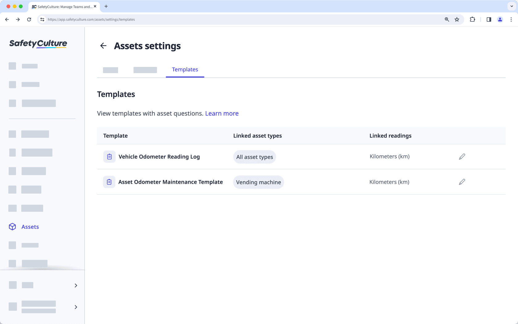 Afficher un modèle de questions sur les actifs via l'application Web.