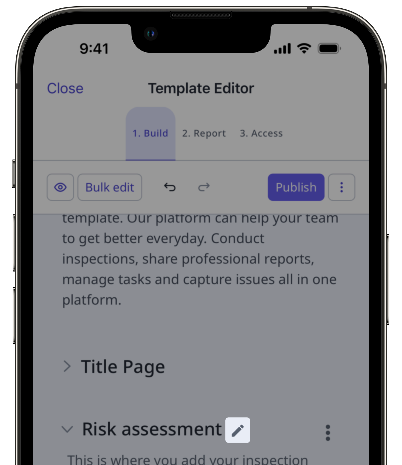 Rename a template page via the mobile app.