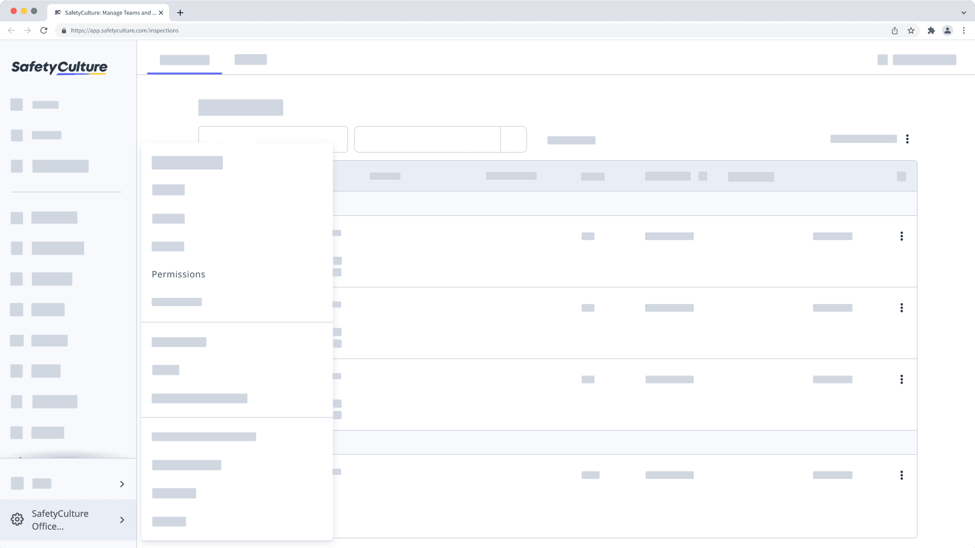 Ort der Berechtigungen in der Web-App.