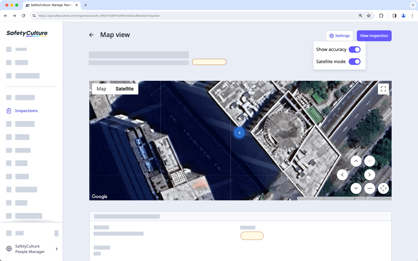 View a map of where each inspection response was answered via the web app.