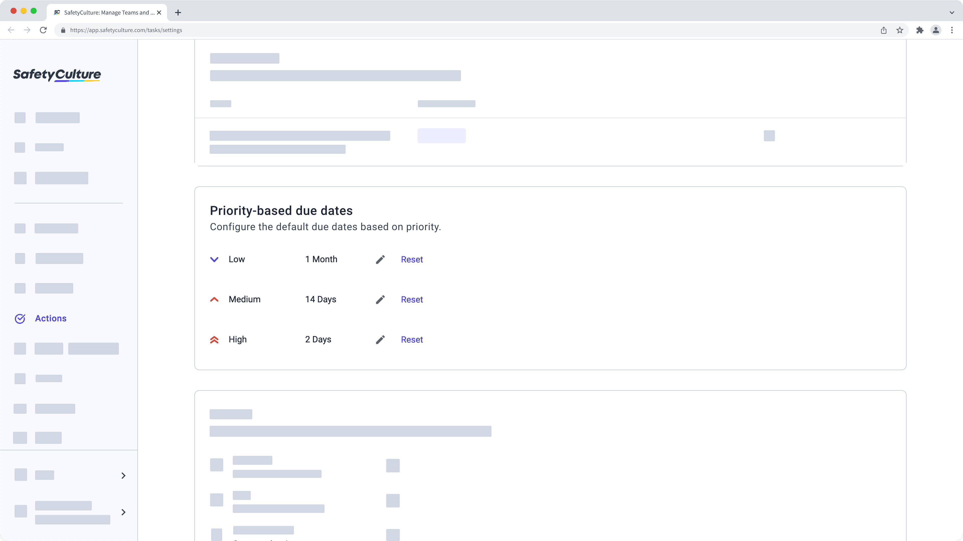 Configure fechas de vencimiento basadas en la prioridad para acciones a través de la aplicación web.