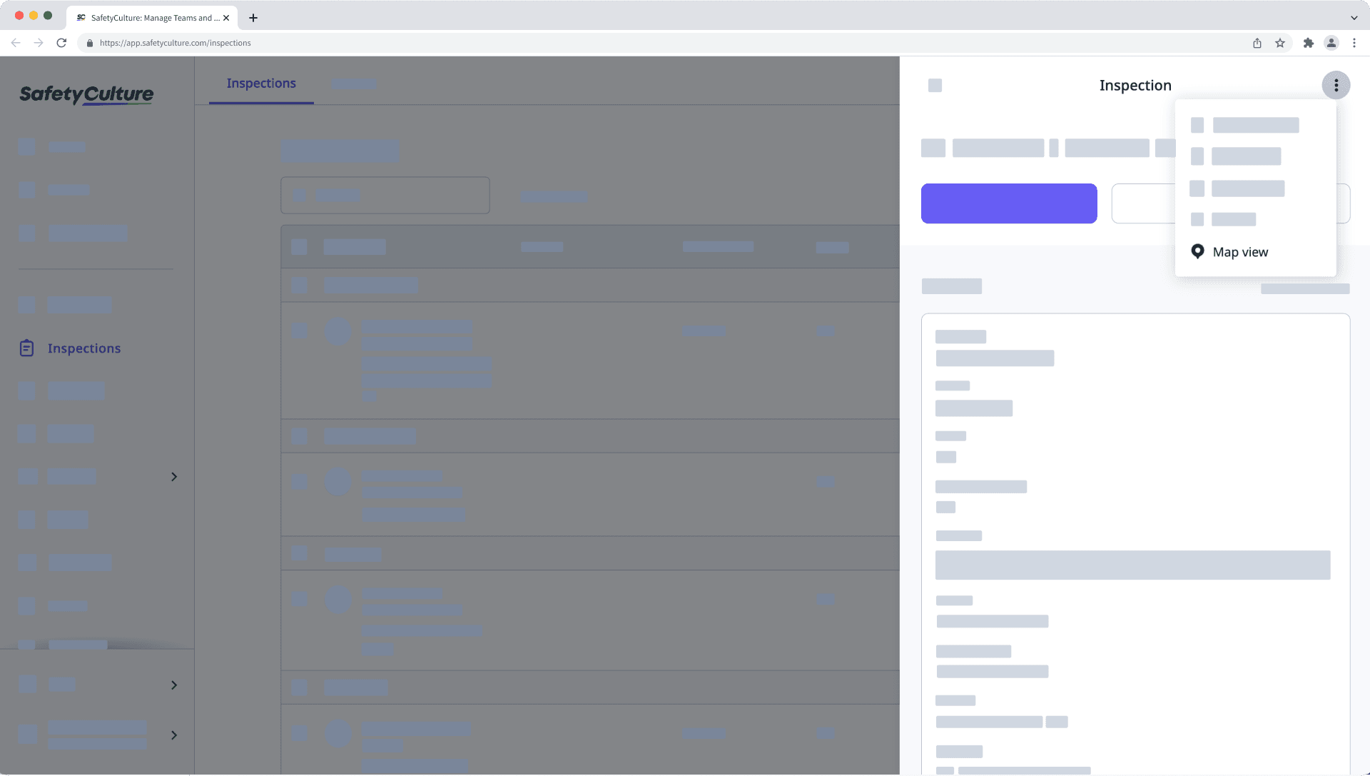 View inspection response locations on a map via the web app.