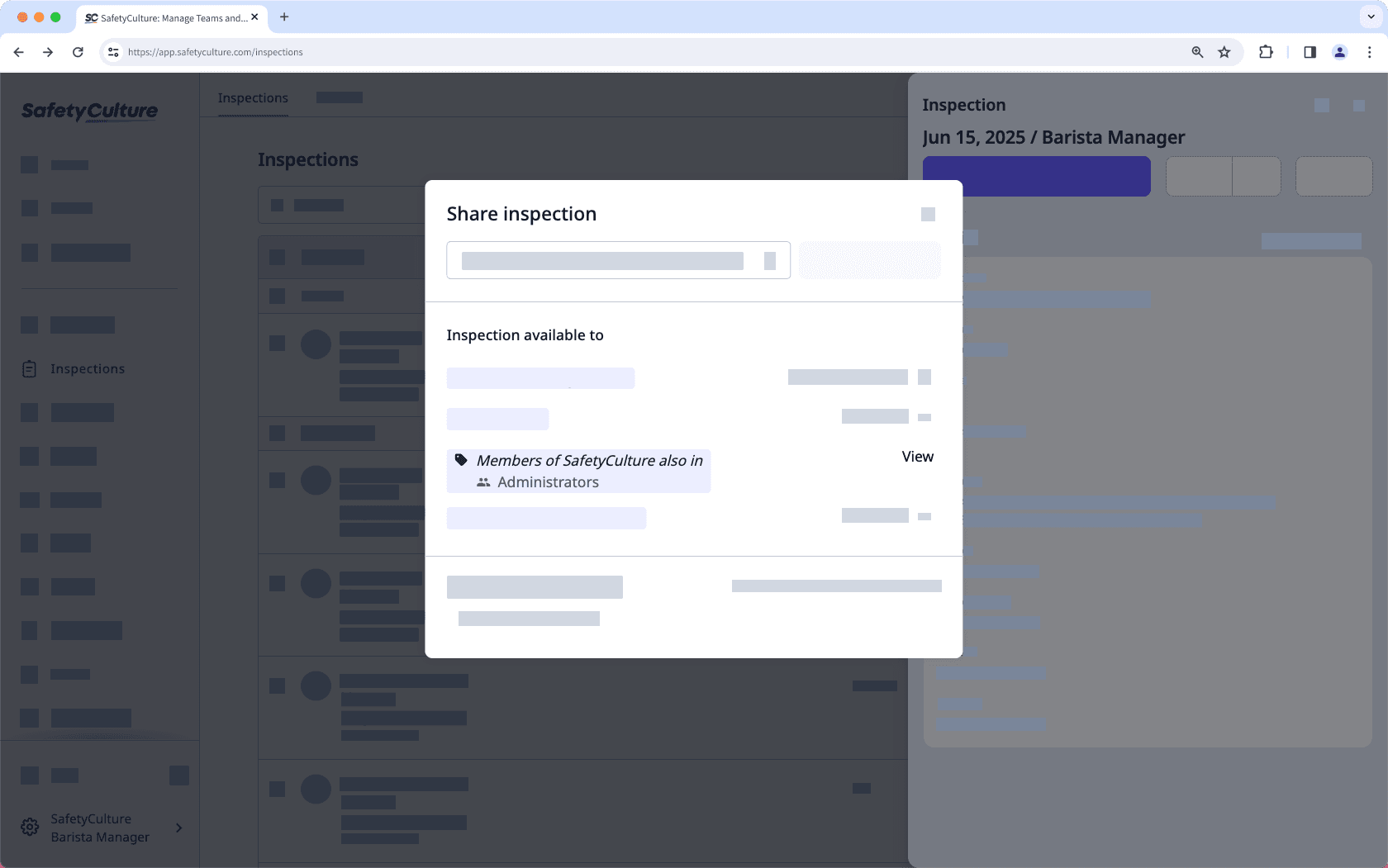 An example of an advanced inspection access rule on the web app.