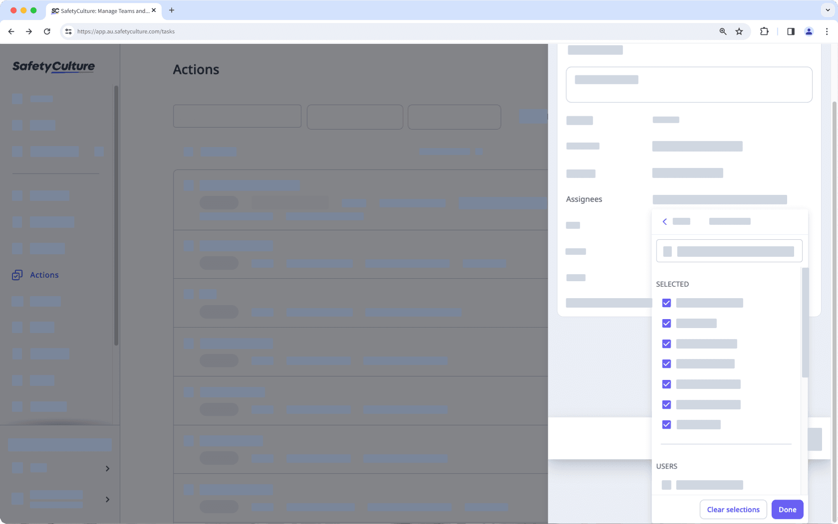 Désattribuer une action depuis l'application Web de SafetyCulture.