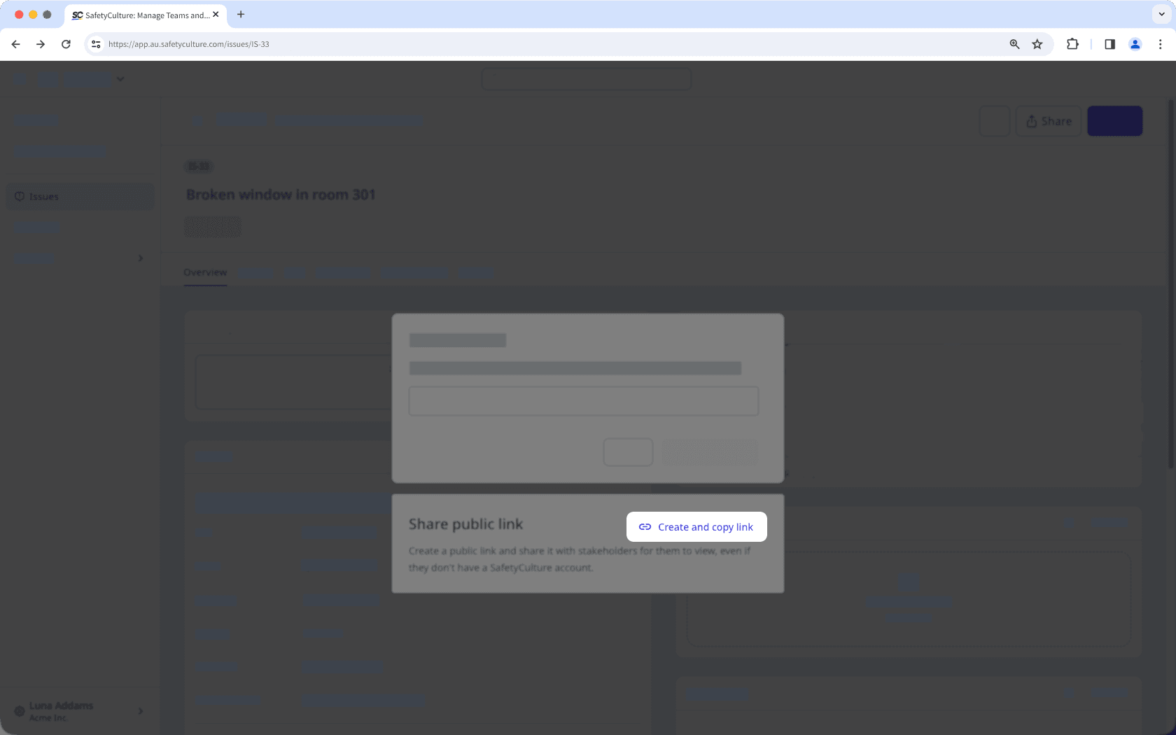 Ein Problem über einen öffentlichen Link im neuen Problemprofil teilen