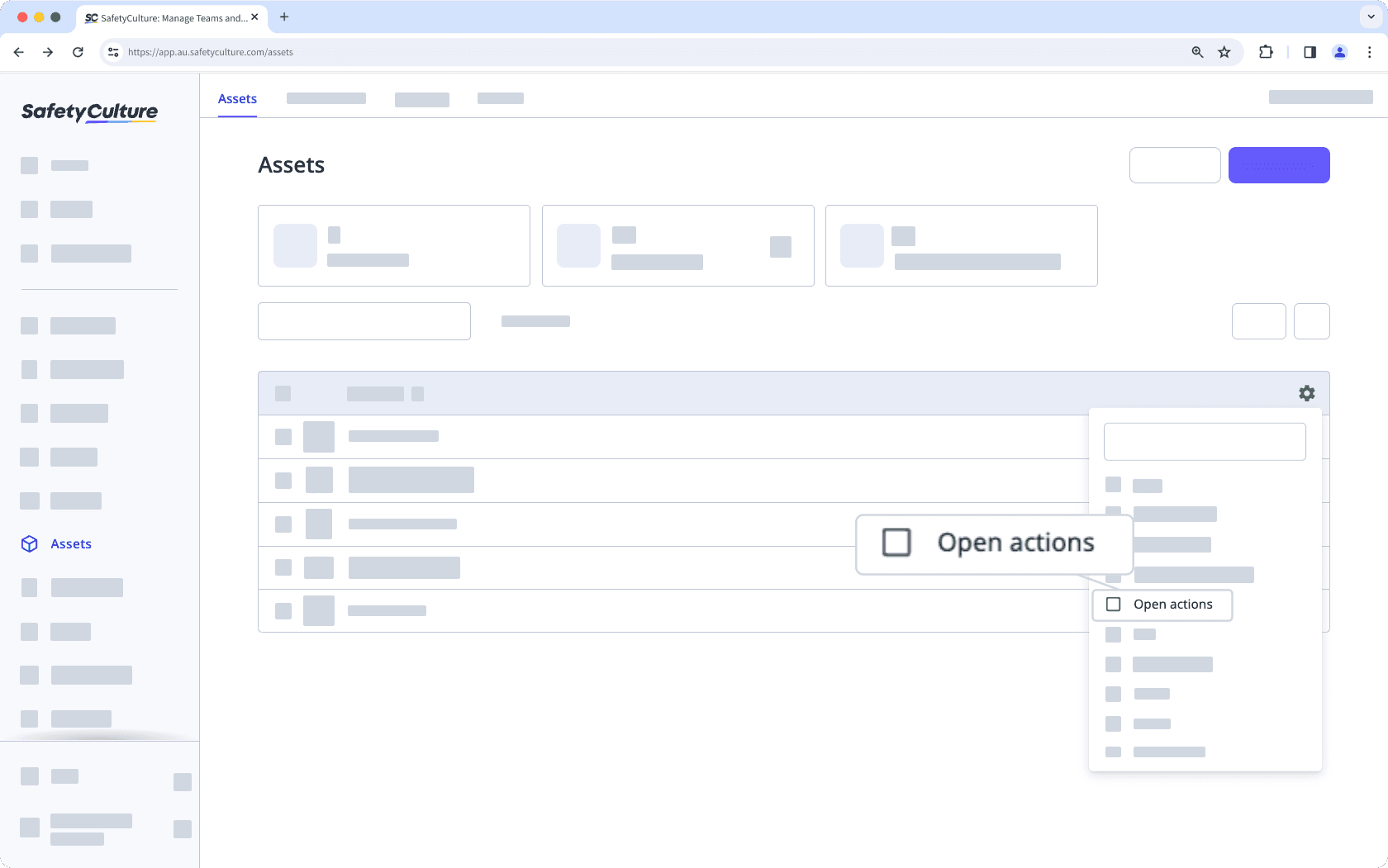 Afficher un actif avec une action ouverte via l'application Web.