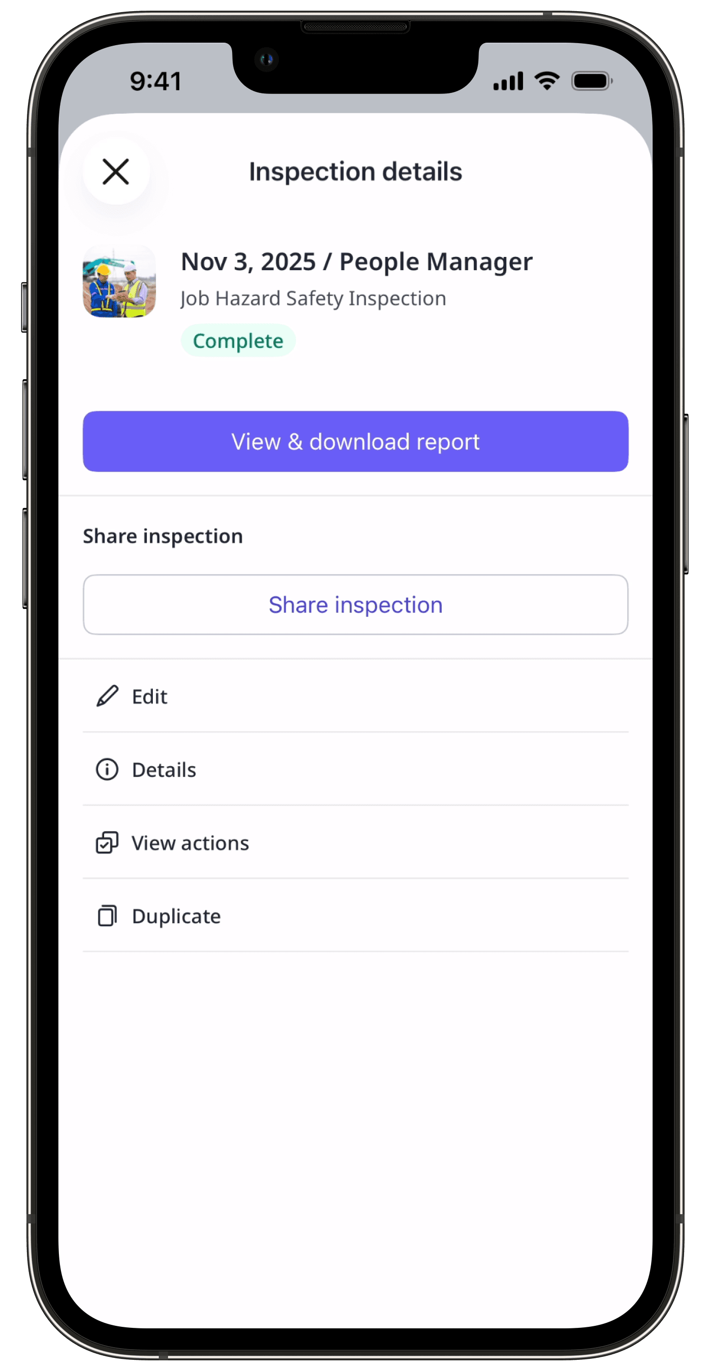 Check my inspection access level via the mobile app (view, edit iOS)