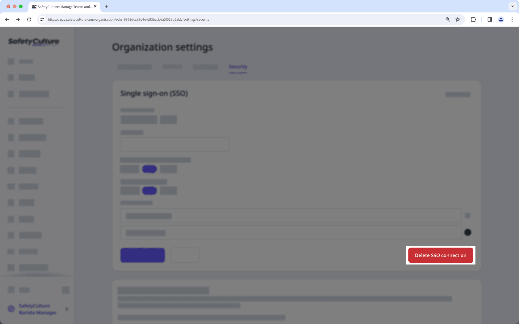 Delete your existing single sign-on (SSO) setup via the web app.