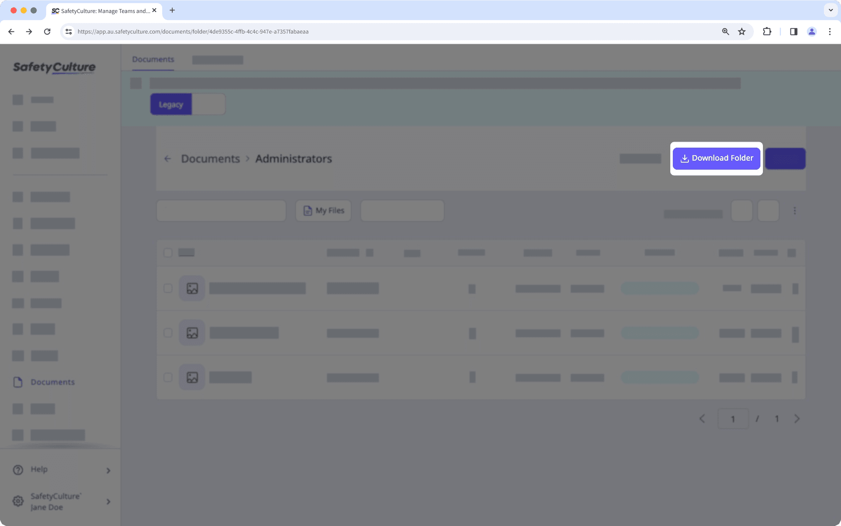 Téléchargez des fichiers à partir de la version héritage de Documents via l'application Web.