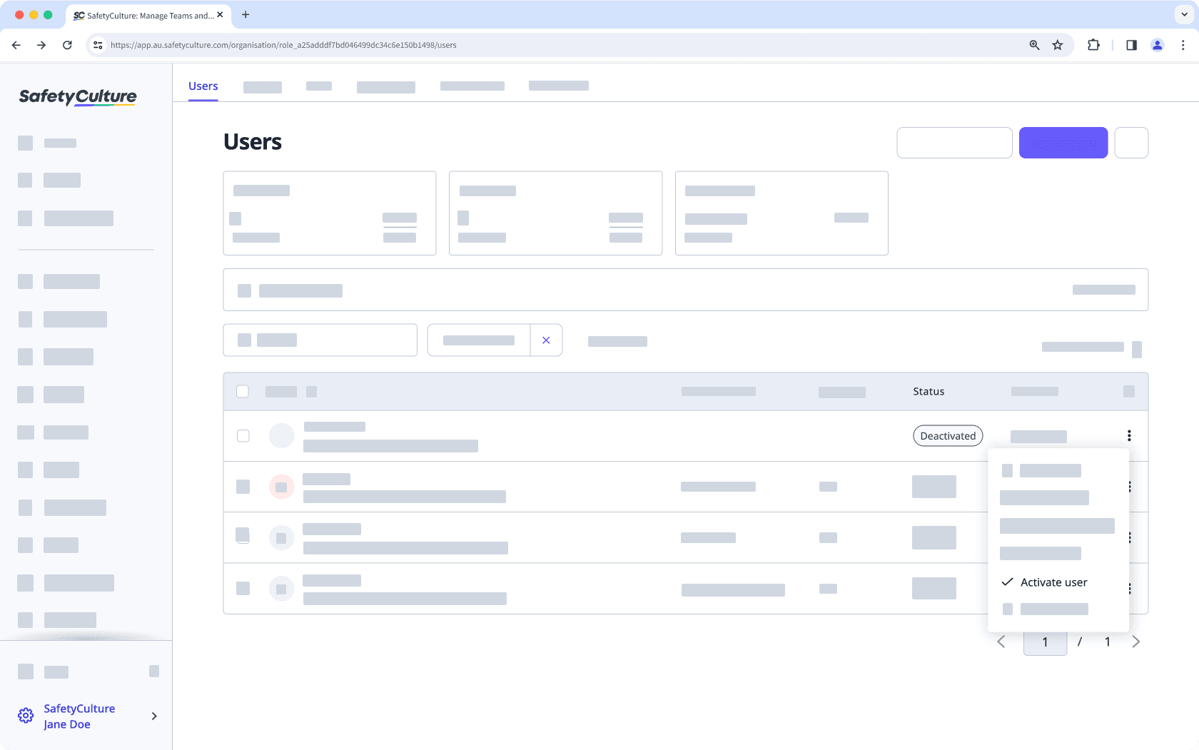 Activate a user via the web app.