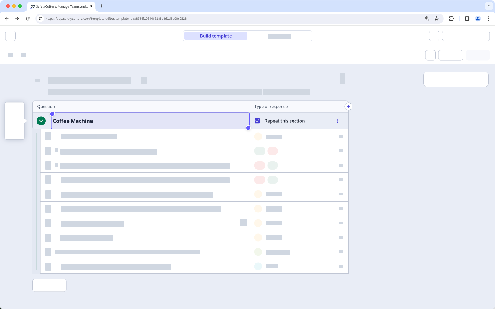 Turn a repeat section off via the web app.