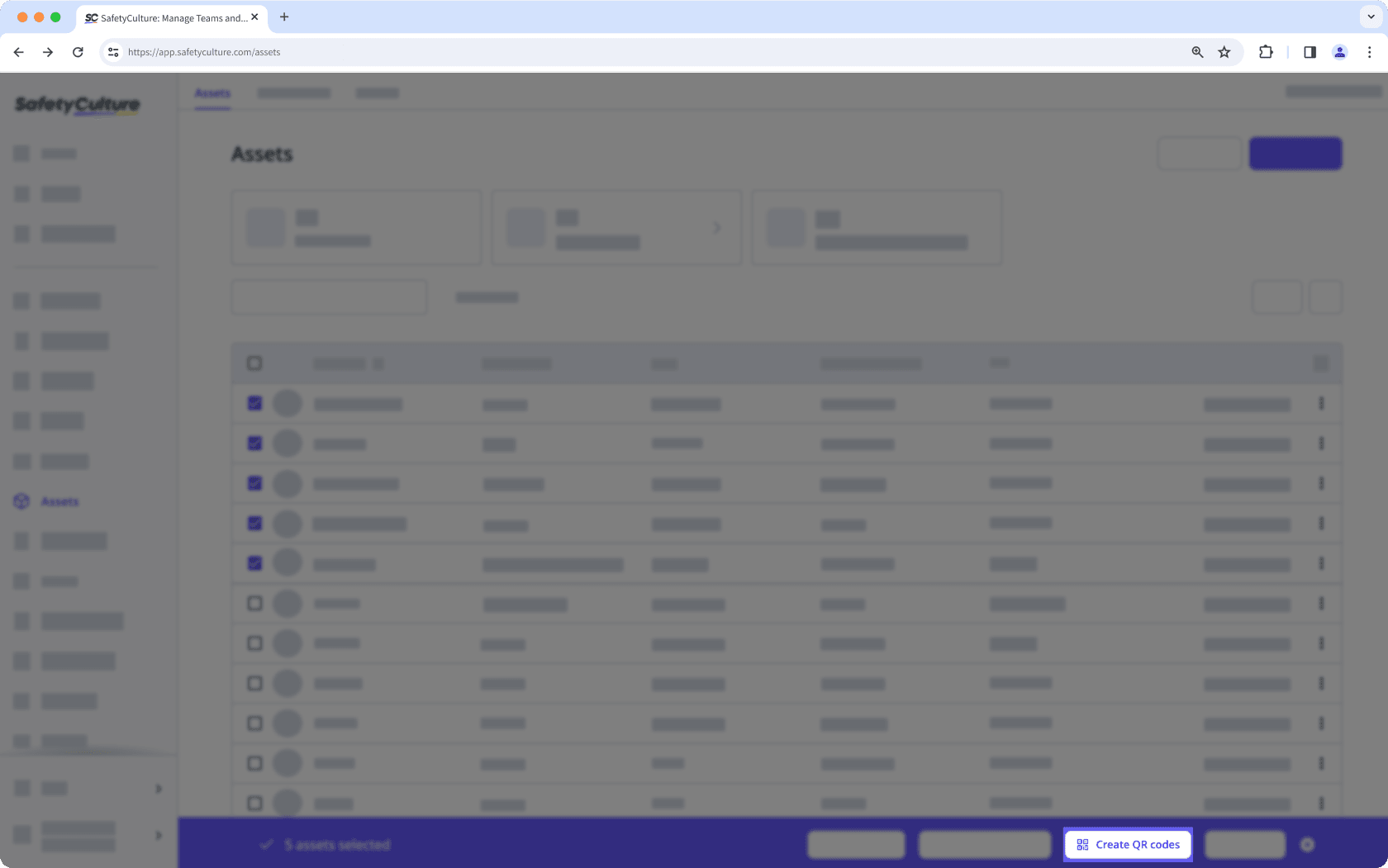Create asset profile QR codes in bulk via the web app.