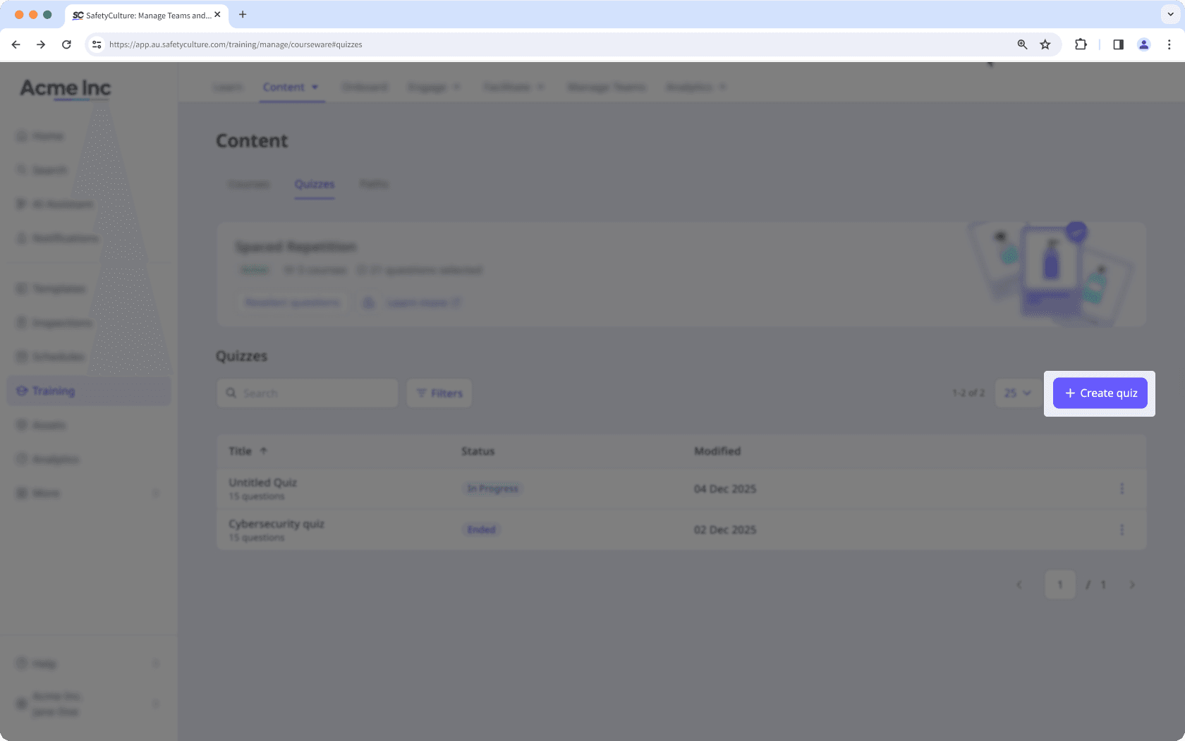 Crear un Cuestionario a través de la aplicación web.