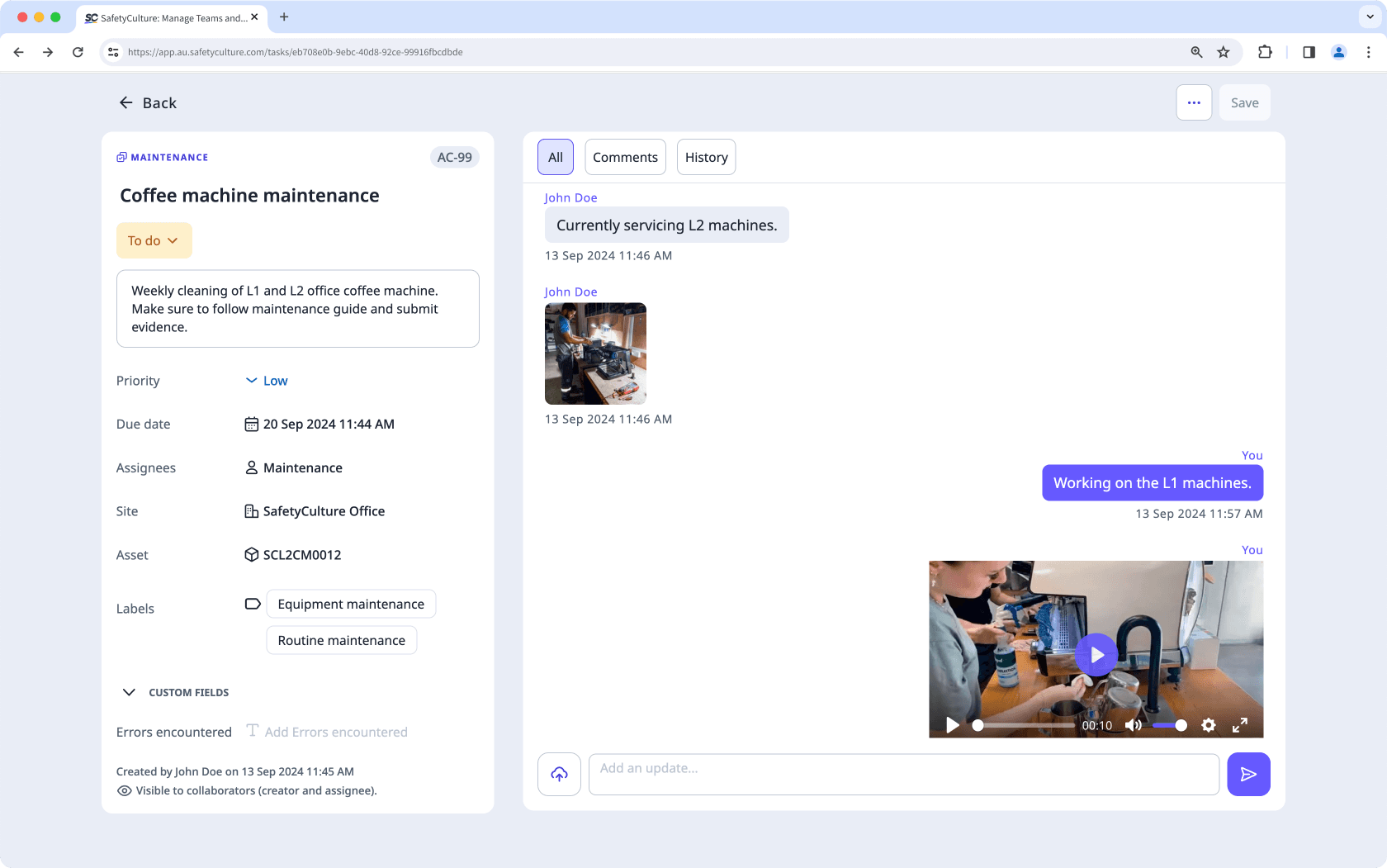 Bilder, Videos und Dokumente, die über die Web-App an Aktionen angehängt sind.