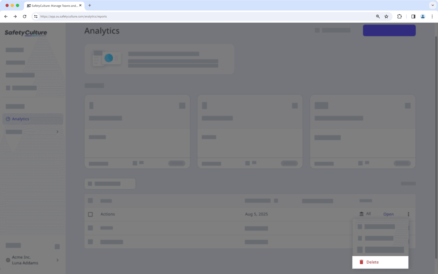 Supprimer un tableau de bord depuis l'application Web.