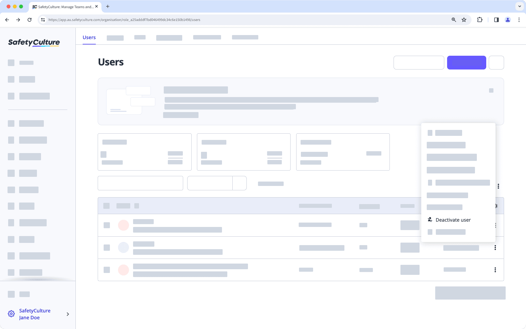 Désactiver un utilisateur à partir de l'application Web.