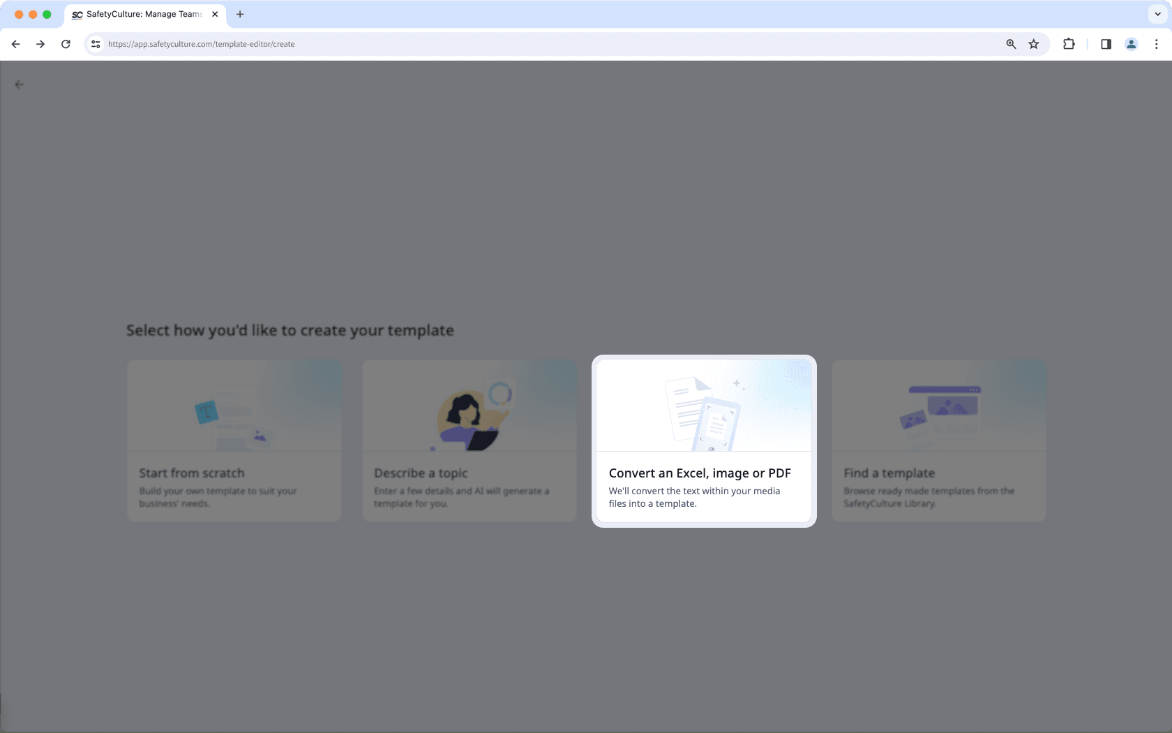 Mithilfe der Web-App eine Excel-Datei, ein Bild oder ein PDF-Formular zu einer Vorlage konvertieren.