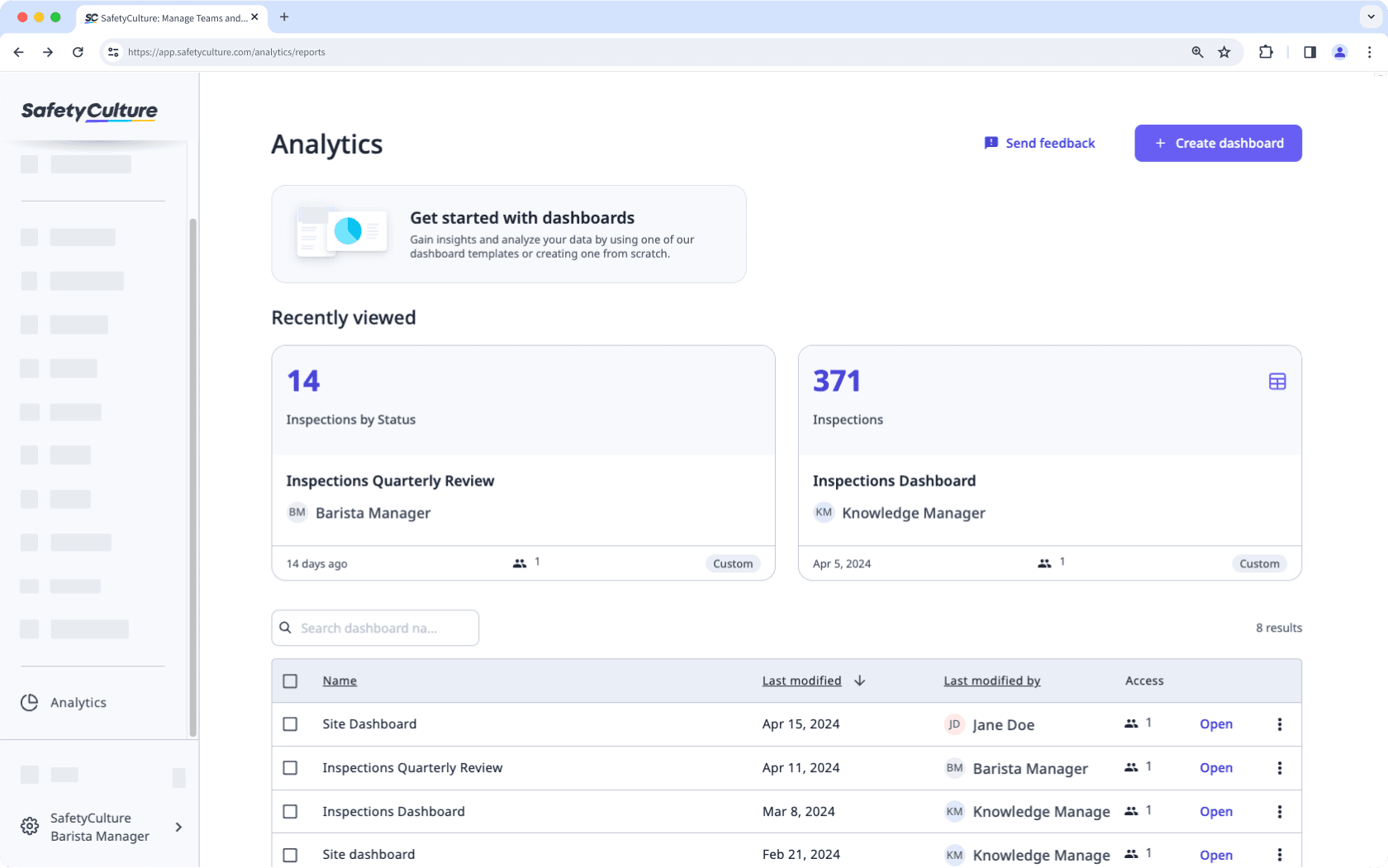 La page principale de la nouvelle interface de Données analytiques sur l'application Web.