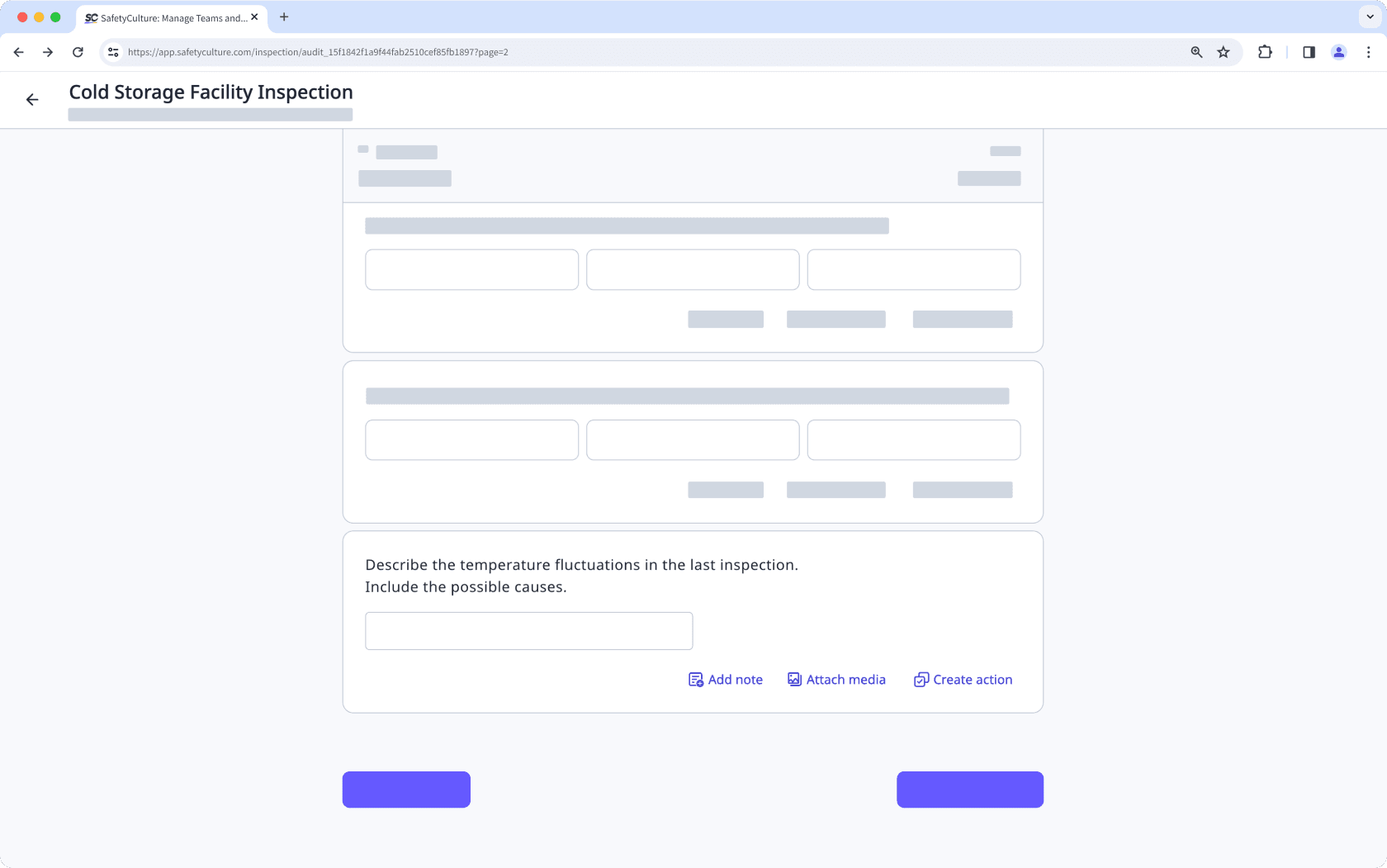 Ejemplo de uso de un salto de líneas dentro de una pregunta en una inspección a través de la aplicación web.