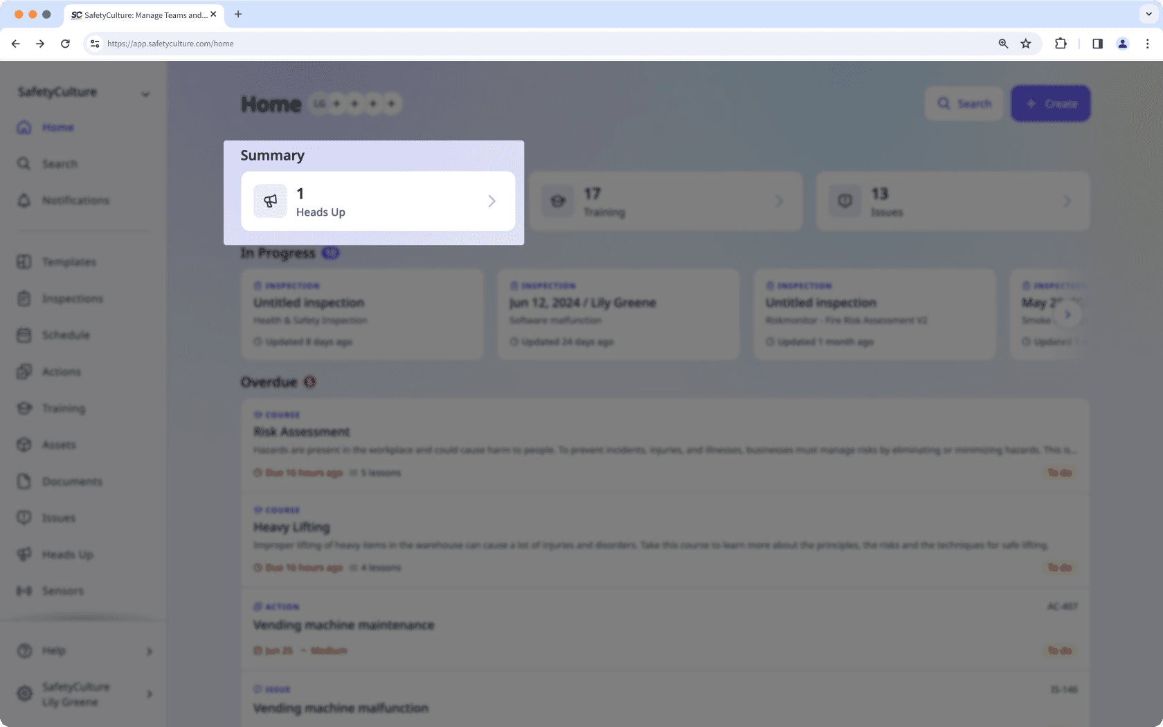 Ver Avisos recientes a través de la aplicación web.