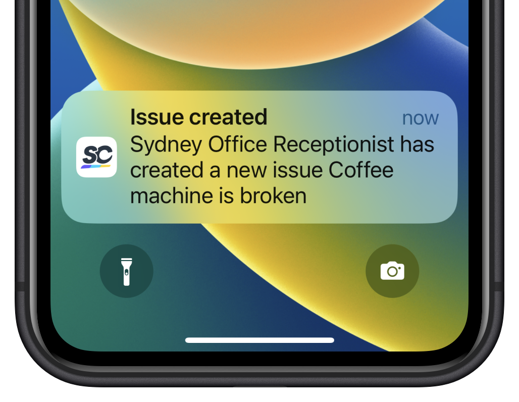 An issue notification as shown on the mobile app (iOS).