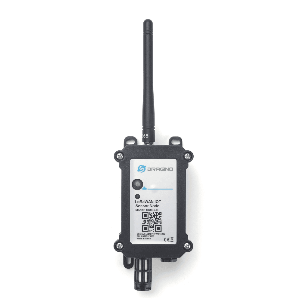El sensor industrial de temperatura y humedad Dragino S31B.