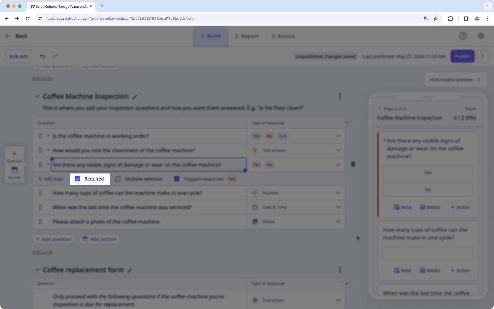 Marcar o anular la marca de una pregunta según corresponda a través de la aplicación web.