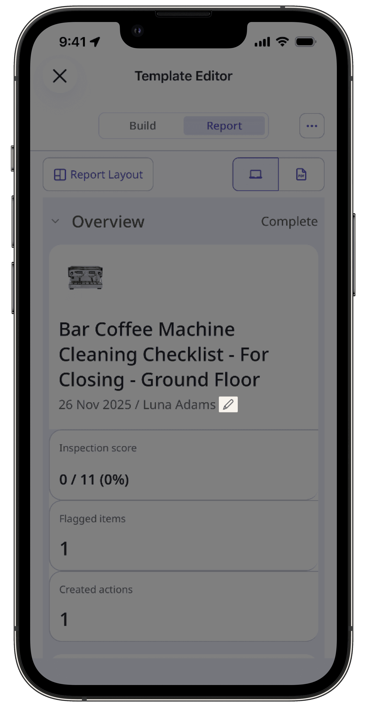 Personnaliser le format du titre d'inspection à partir de l'application portable.