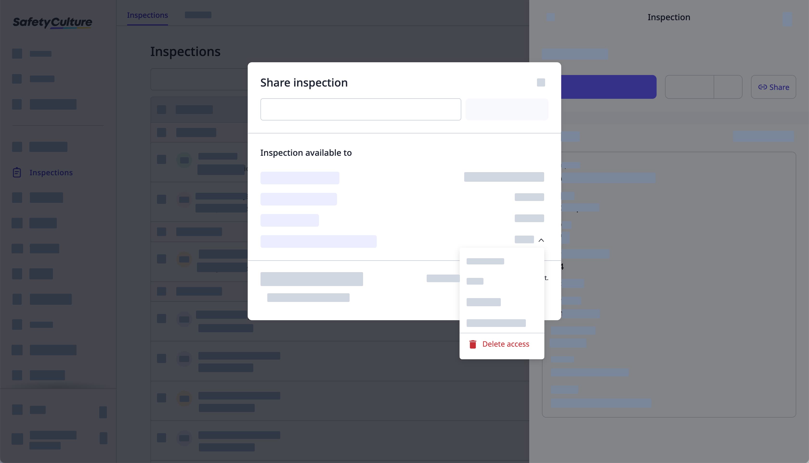 Remove access to an inspection via the web app.