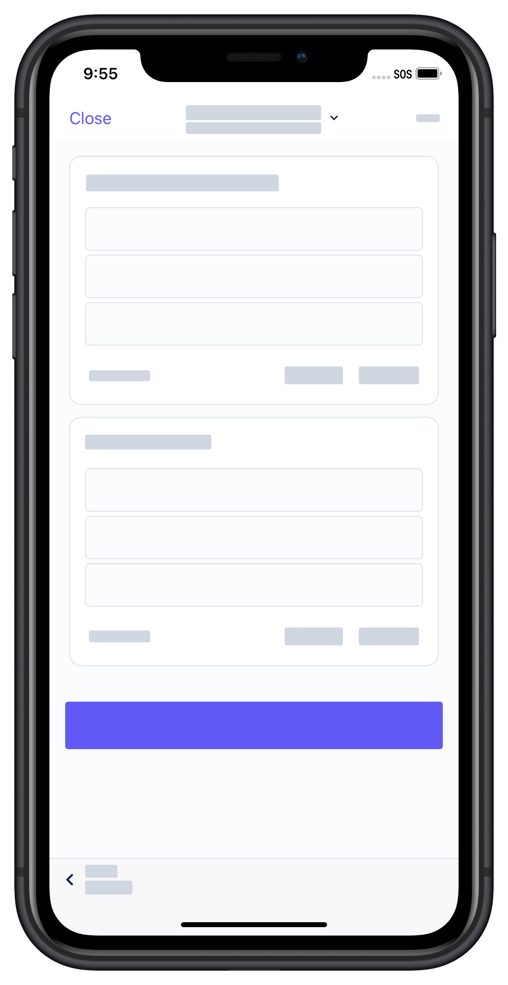 Une capture d'écran montrant le bouton « Fermer » dans les inspections sur iPhone.
