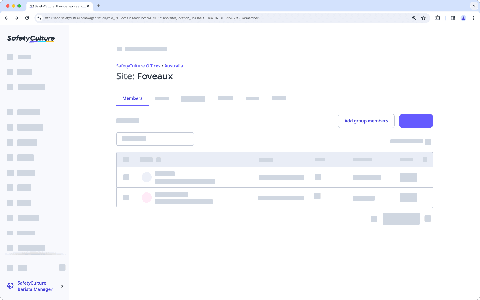 Ajouter des membres de groupe à des sites via l'application Web.