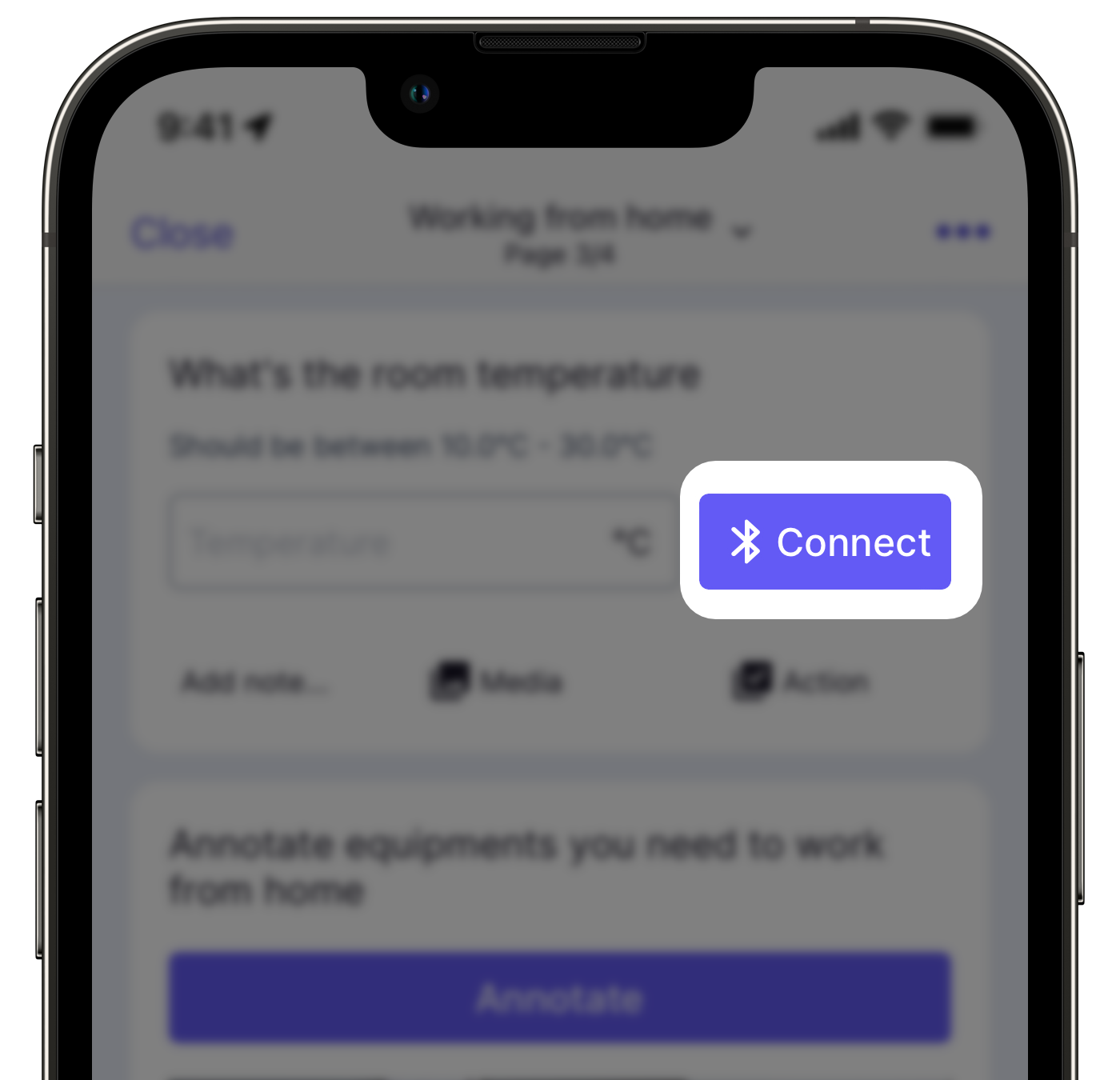 Connect the Bluetooth thermometer via the mobile app.