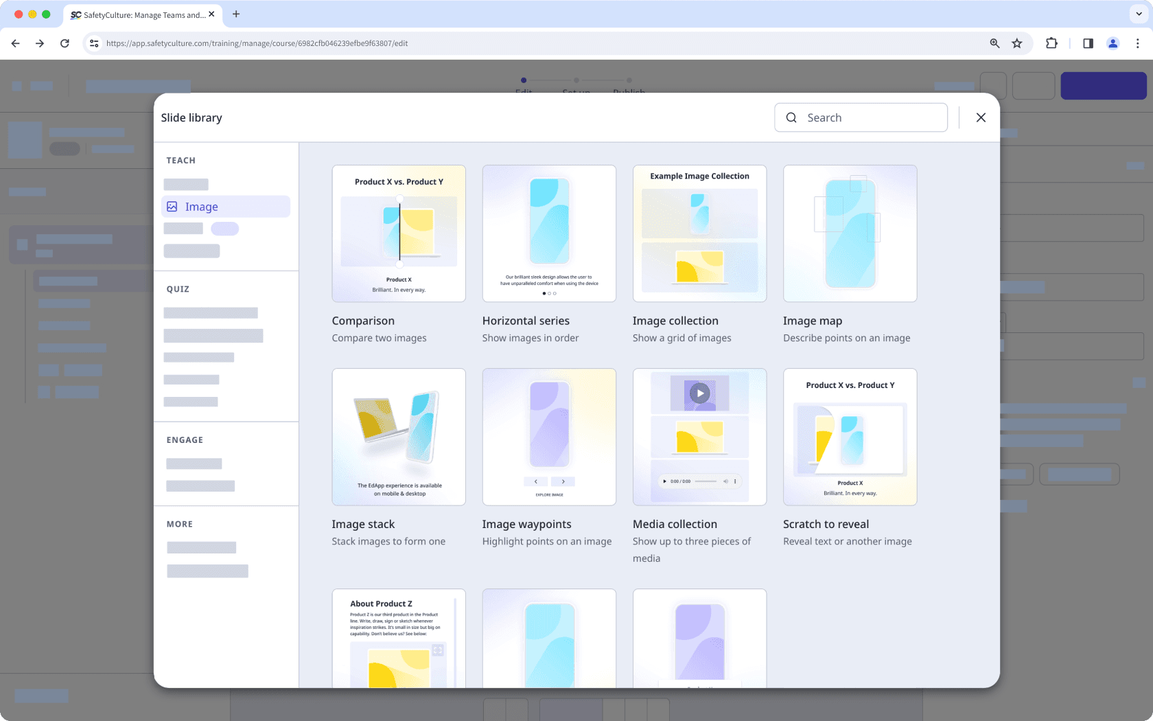 The slide library showing a Image slide.