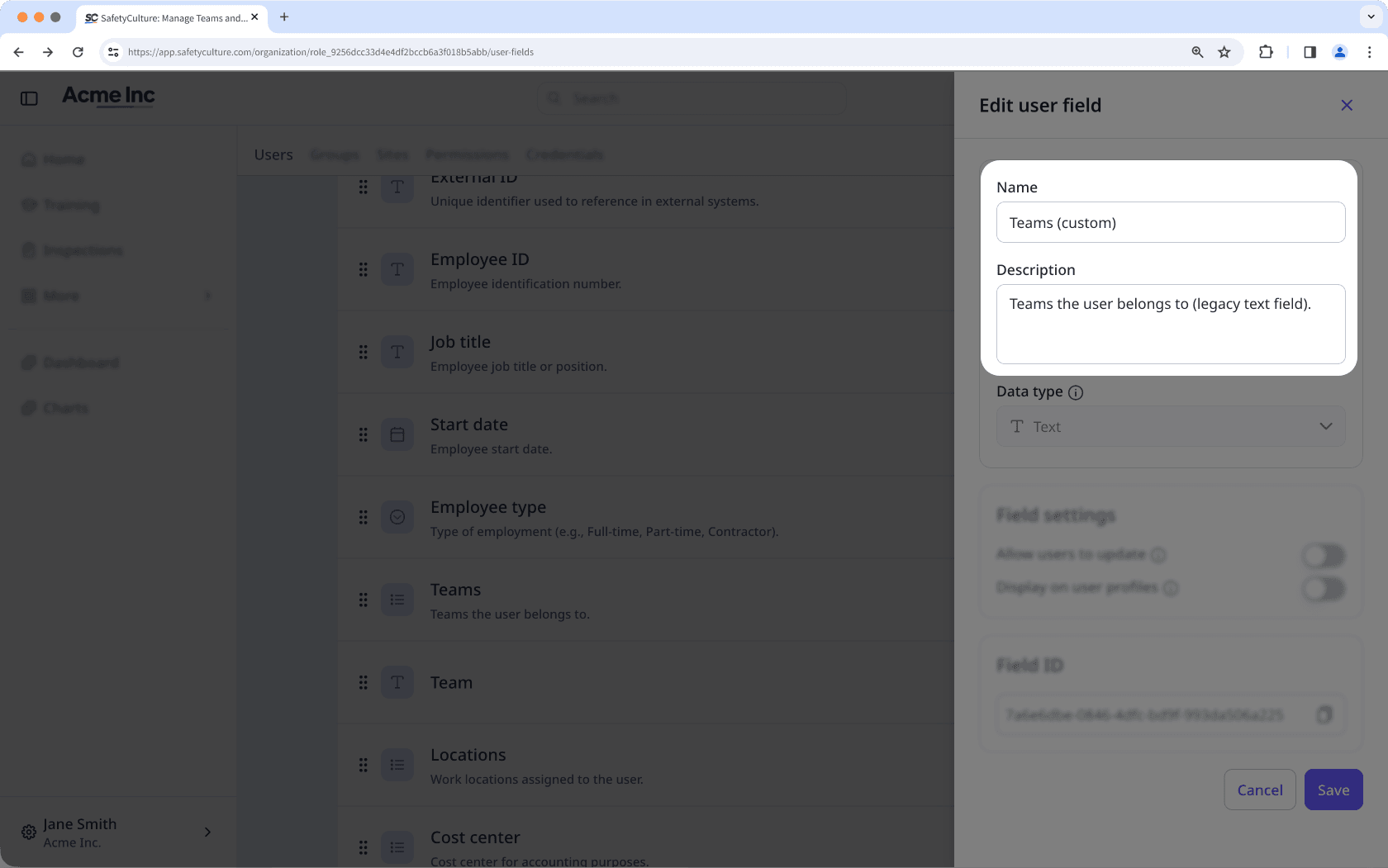 Rename a custom user field with the same name as a system field.