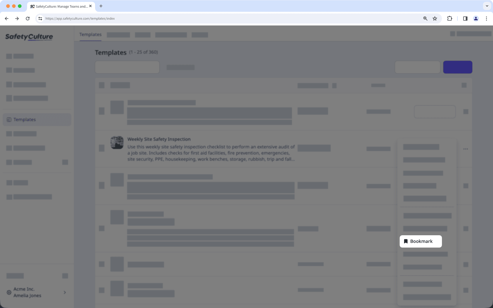 Mithilfe der Web-App einer Vorlage ein Lesezeichen hinzufügen.