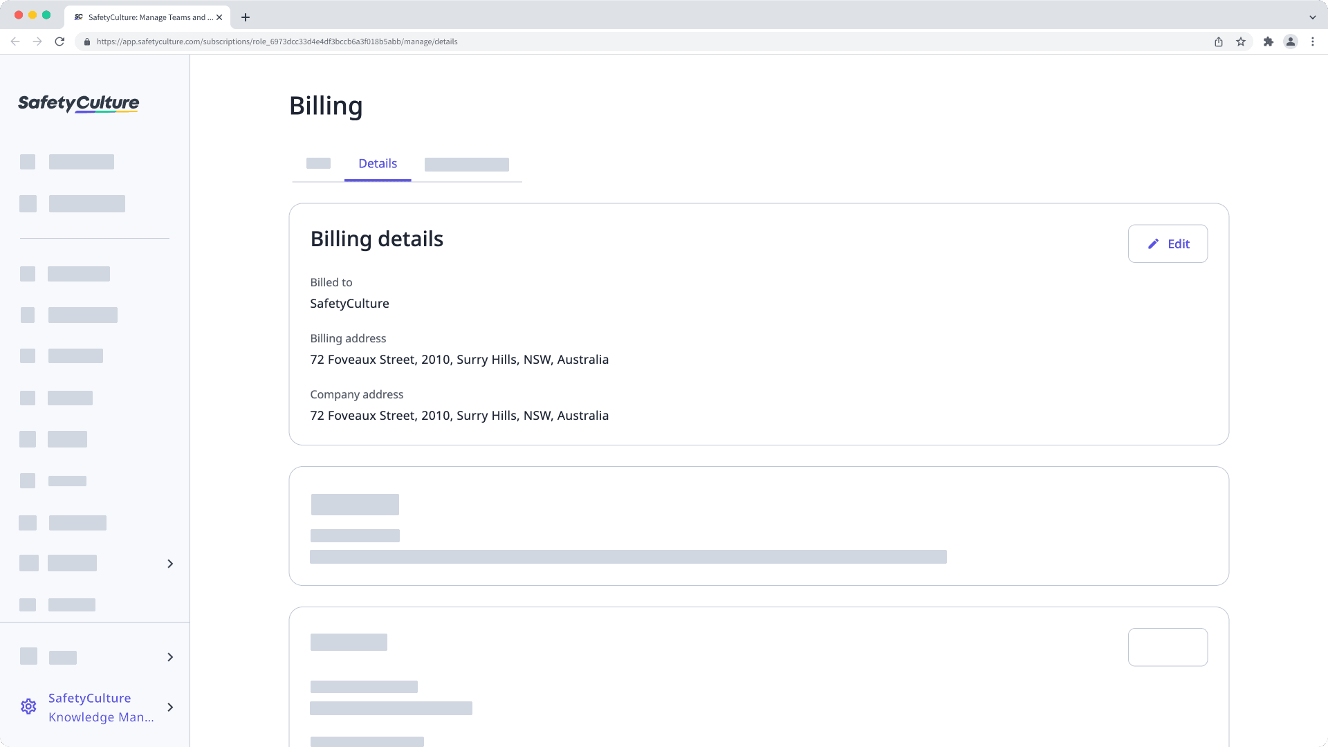 Actualizar la dirección de facturación a través de la aplicación web.