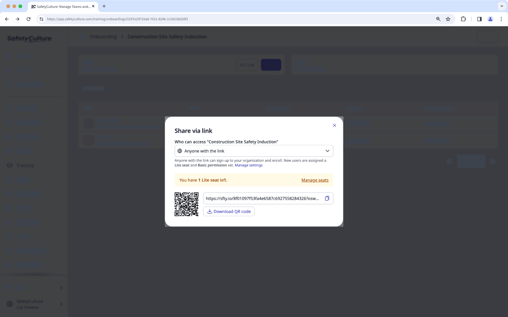 Partagez un flux de travail d'implémentation via l'application Web.