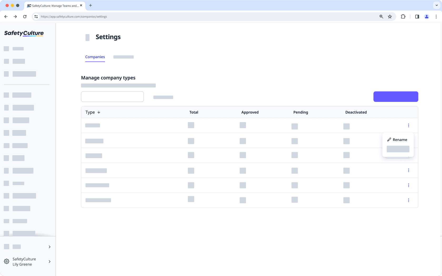 Créez un type de société à partir de l'application Web.