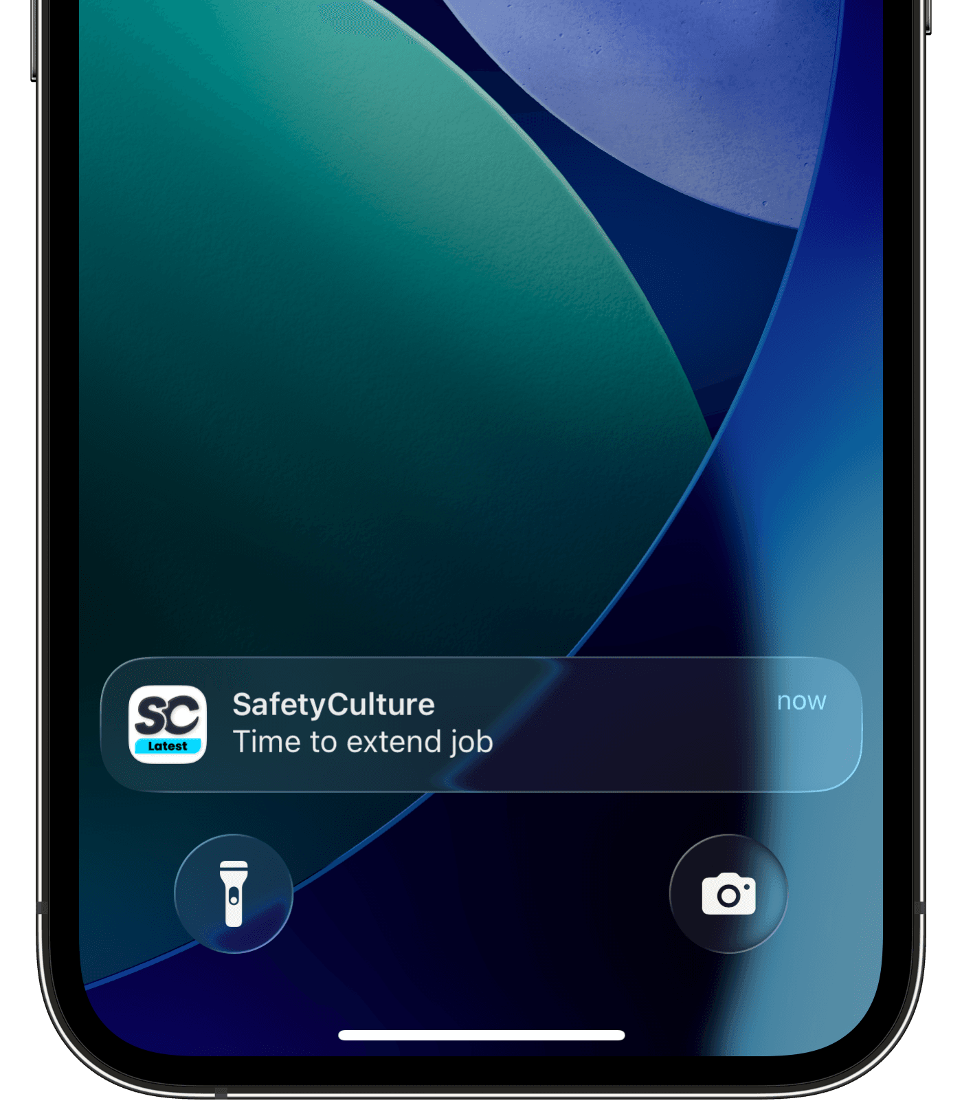 A "Time to extend job" push notification shown on the device's screen