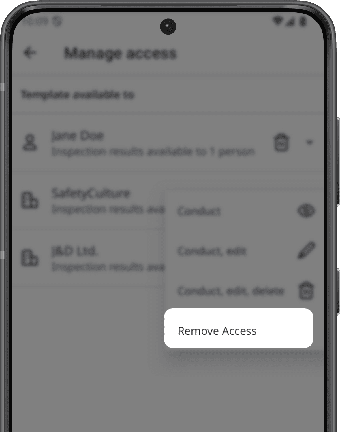 Remove an access rule via the SafetyCulture Android app.