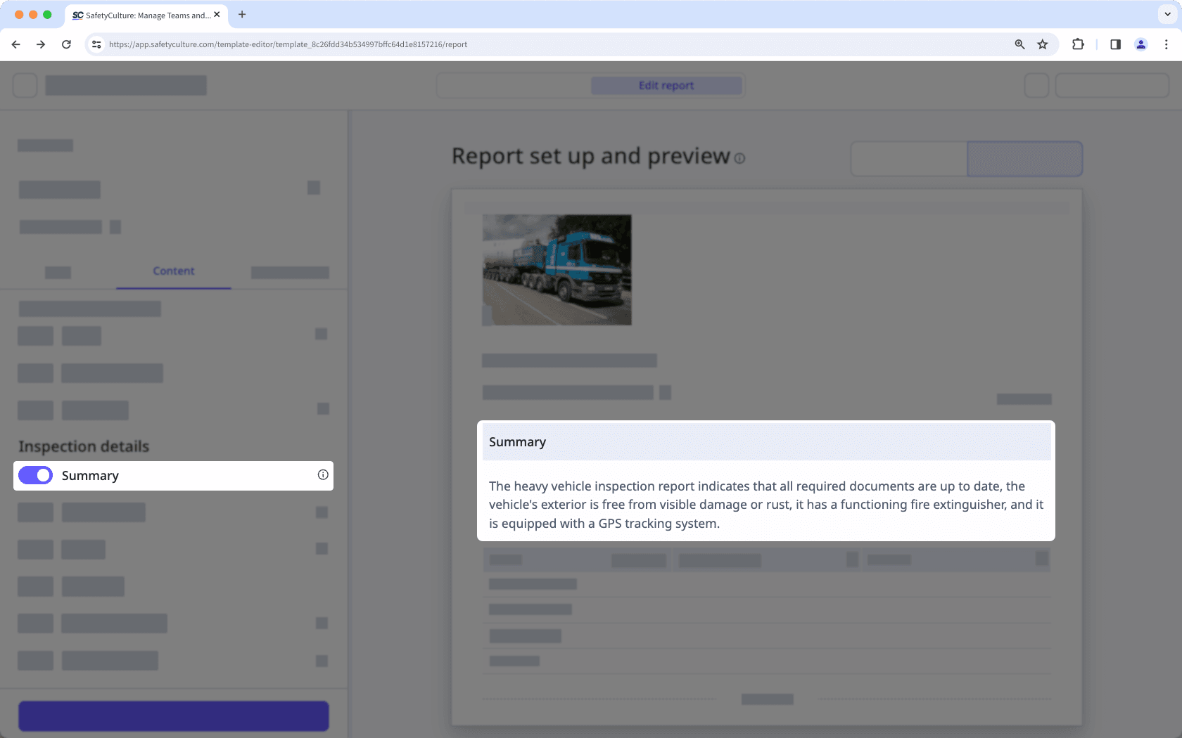 Summary in report layouts via the web app.