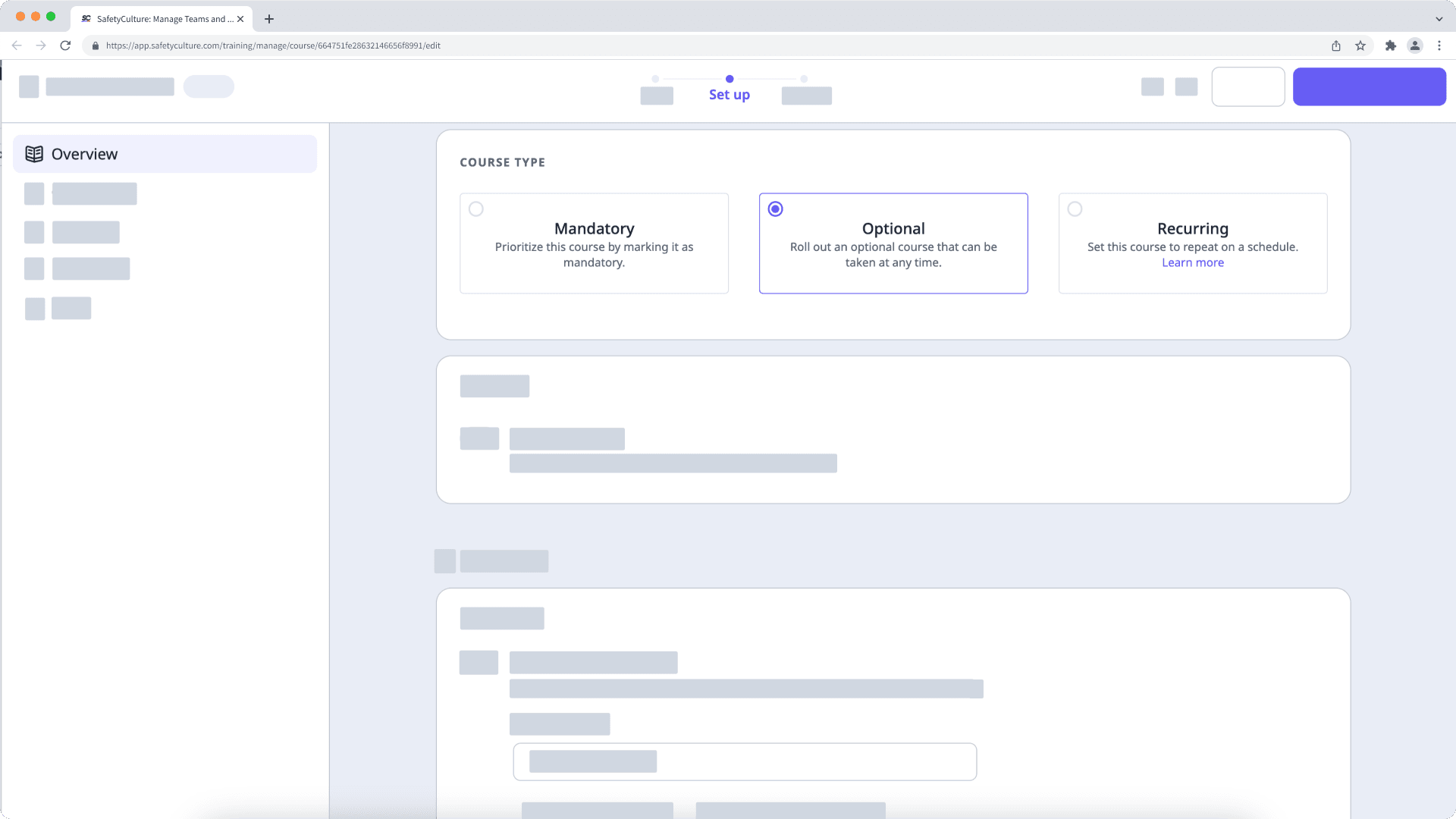 Gérer le type de cours d'une formation depuis l'application Web.