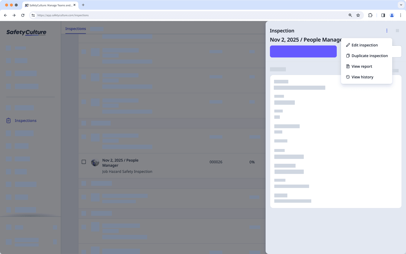 Check your inspection access level via the web app.
