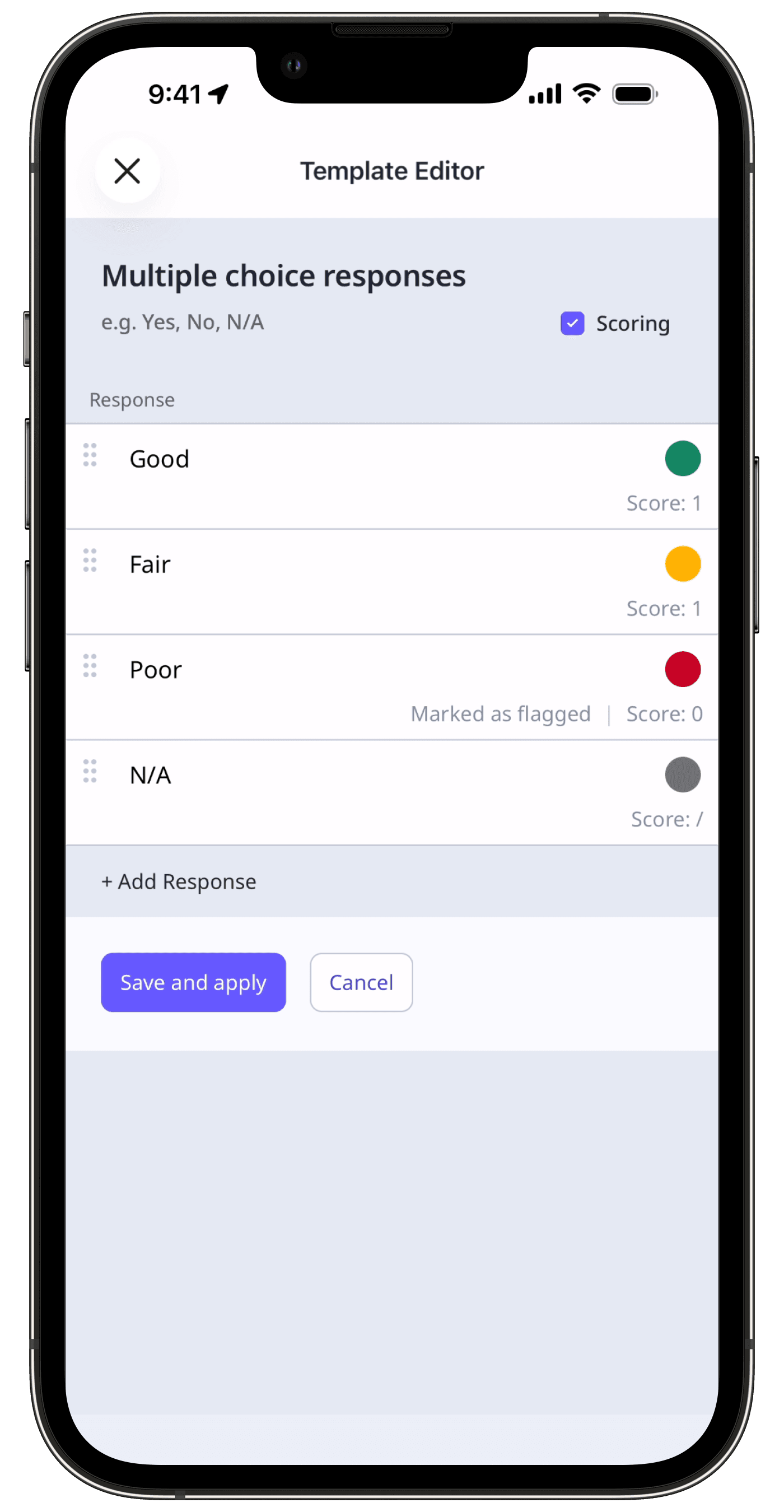 Mettre à jour un ensemble de réponses personnalisérd dans un modèle via l'application portable.