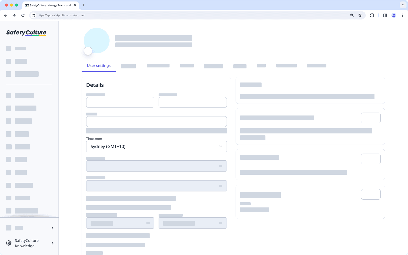 Select the time zone setting for your SafetyCulture account via the web app.