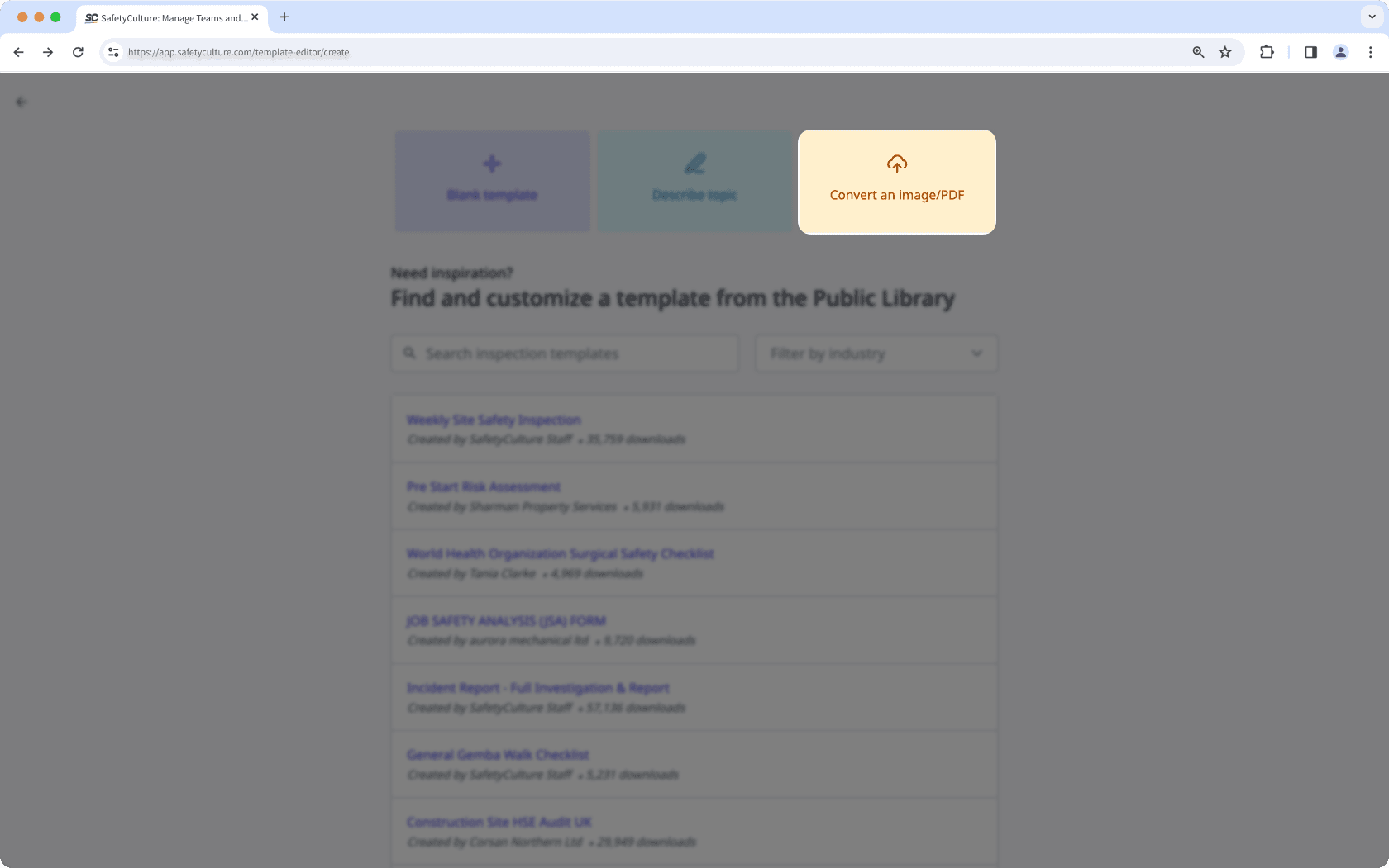 Convert images and PDF forms into templates | SafetyCulture Help Ce