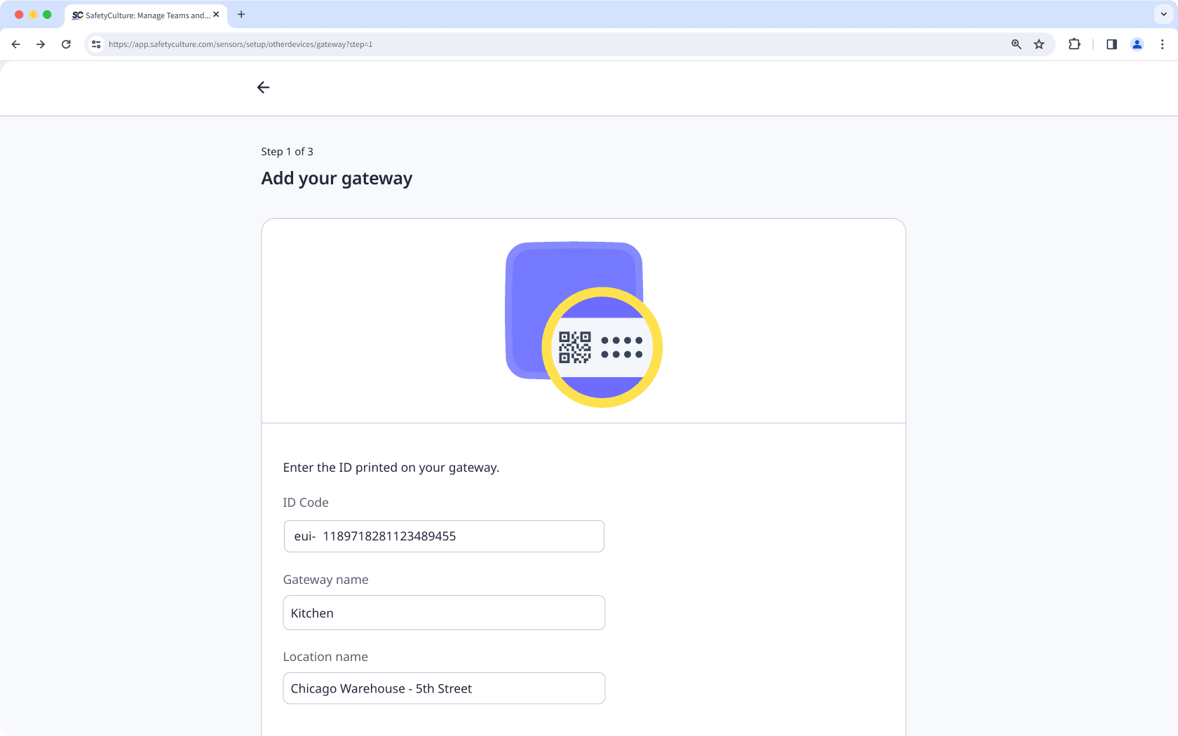 Configure los detalles de su puerta de enlace a través de la aplicación web.