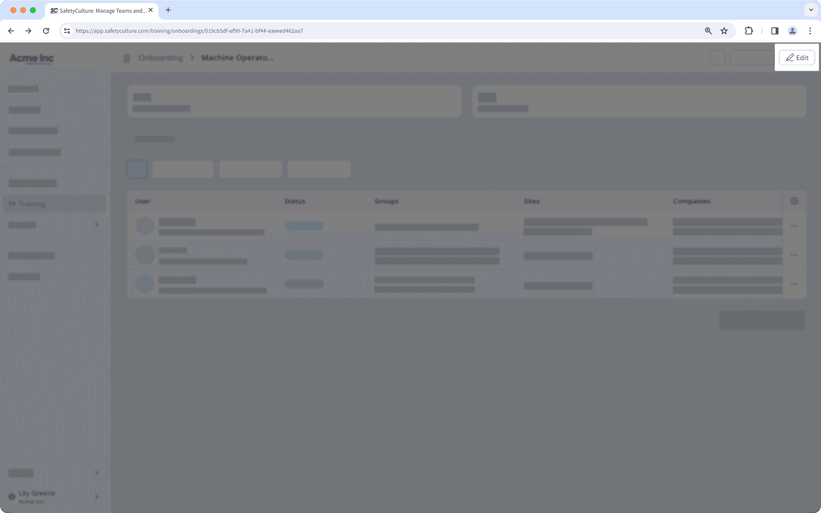 La página de incorporación con el botón "Editar" visible.