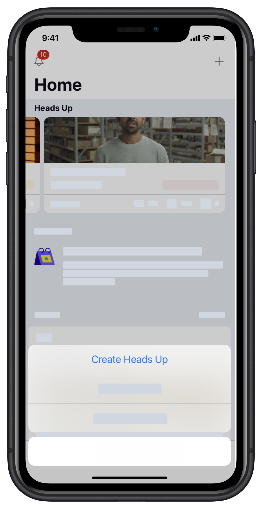 Create a Heads Up via the iOS mobile app.